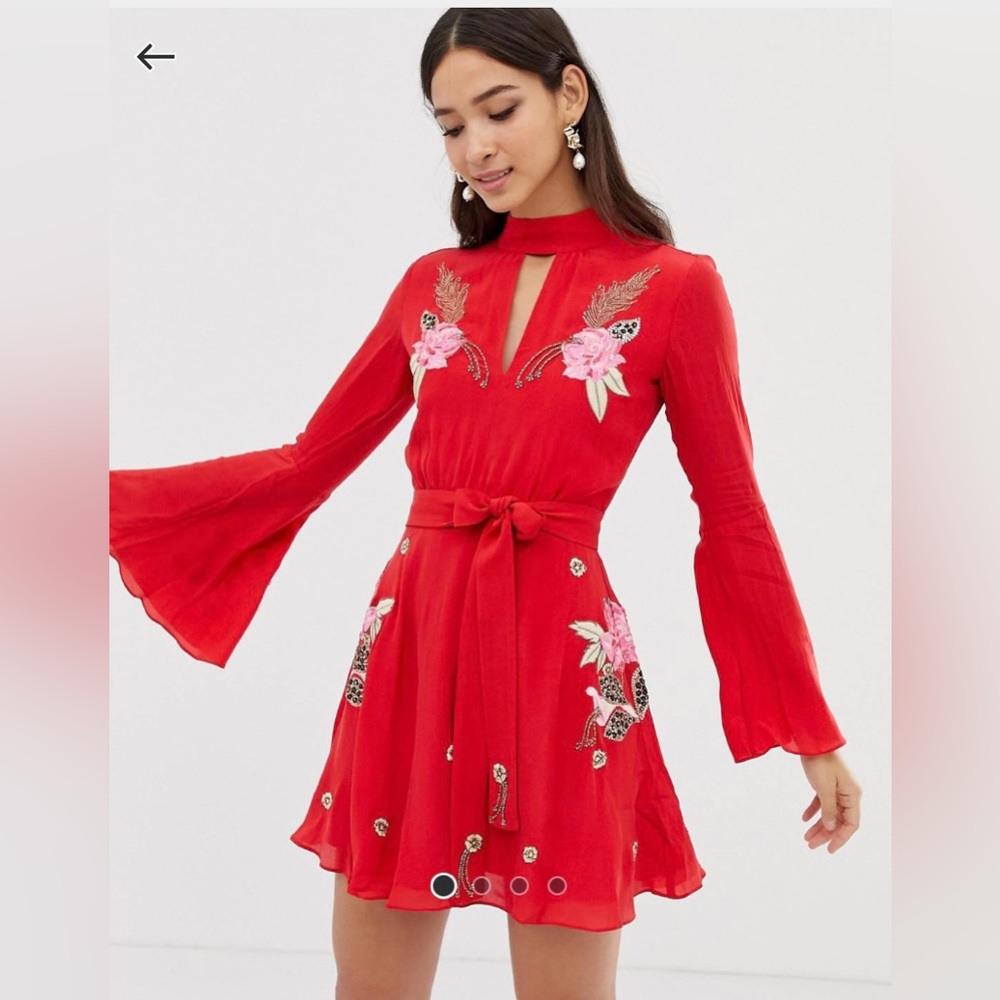 Millie Mackintosh Embroidered Skater Dress - Red